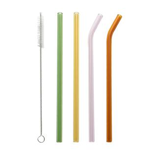 onlycook彩色玻璃弯头吸管食品级环保饮料水杯子饮管非一次性包装