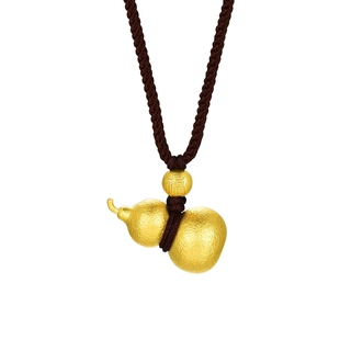 【节日礼物】周大福锤纹福禄葫芦足金黄金吊坠(大中小版)情侣款