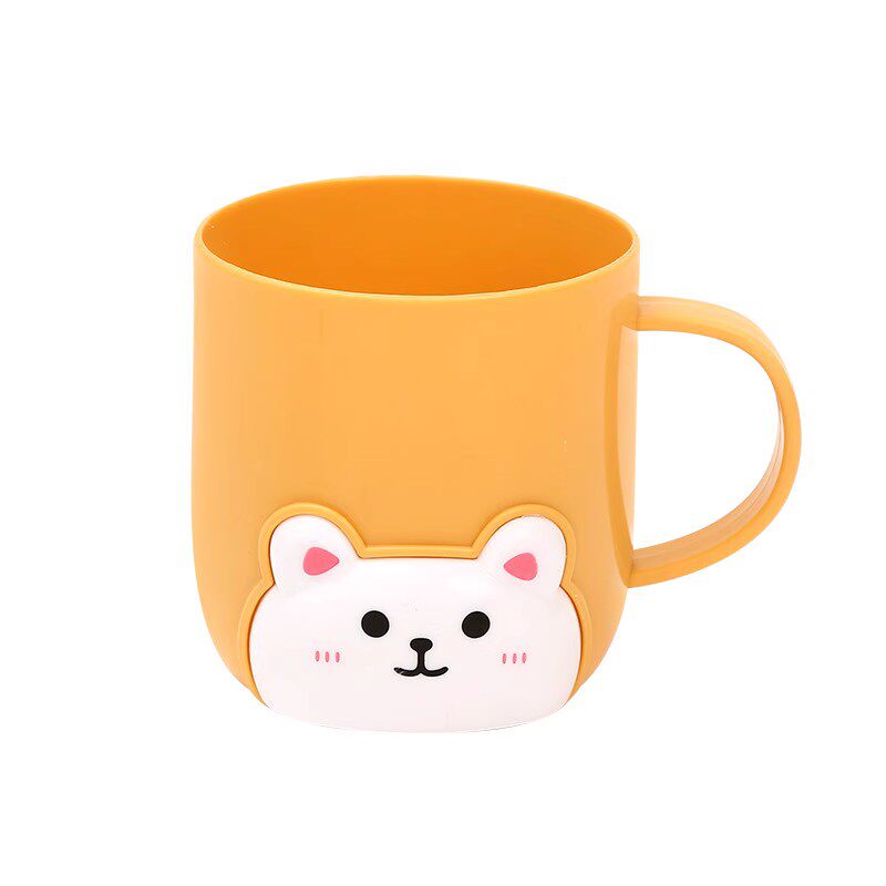 卡通小熊洗漱杯便携带柄塑料水杯儿童刷牙杯新款创意情侣漱口杯子