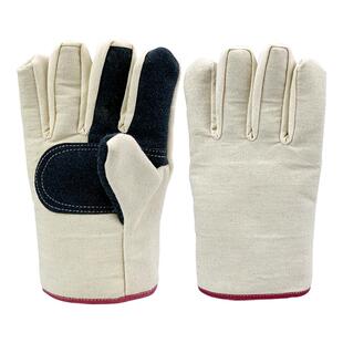 四皮加厚双层帆布手套男劳保耐磨耐用工作耐高温防烫男士专用手套