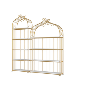 美式置物架复古落地实木铁艺隔板架书架客厅展示架鸟笼收纳架餐厅