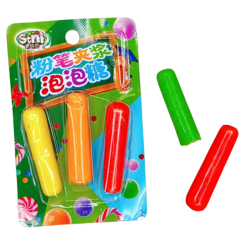 网红可食用粉笔可吃夹心泡泡糖可爱蜡笔造型批发小卖部校门口摆摊