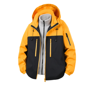 户外冲锋衣工作服三合一拼色双冲运动登山服休闲宽松百搭男女同款