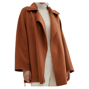 沙涓Sandriver水波纹羊绒呢短款大衣呢女长大衣毛呢外套廓形时尚