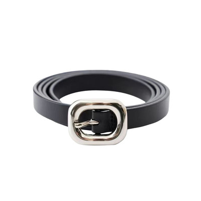 简约高级感金属方扣红色腰带