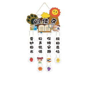 图书角布置装饰幼儿园读书角阅读区装饰画教室布置班级文化墙贴纸