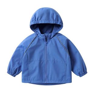右欧男女童连帽外套加绒山系儿童上衣纯色户外防水秋冬季新款童装