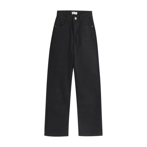 黑色天丝直筒冰丝牛仔裤女夏季薄款大码胖mm显瘦高腰窄版阔腿裤子