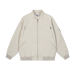 悟空有货美式高街立领工装飞行员夹克男潮牌拉链设计感棒球服外套