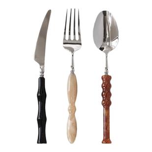 GOSHAWK高颜值法式刀叉轻奢风西餐餐具304不锈钢牛排刀叉勺三件套