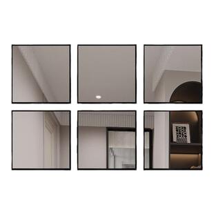 网红实木格子镜壁挂拼接背景墙沙发镜子法式全身镜创意组合装饰镜