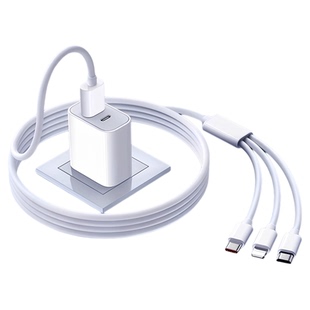 充电器三合一线数据线充电头一拖三多功能多头车载三头充电线快充套装USB带头适用荣耀苹果华为安卓手机插头