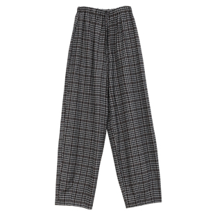 Carolingian松弛时髦！VISCOSE+羊毛复古色织格纹宽松阔腿裤秋冬