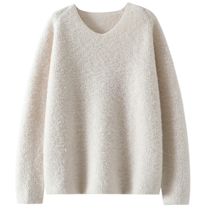 这件爱到不行！加厚圈圈针100%纯山羊绒衫女V领纯羊绒毛衣冬宽松