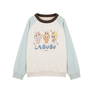 Amybaby女童上衣春季2025新款潮流百搭韩版拉布布拼色印花卫衣