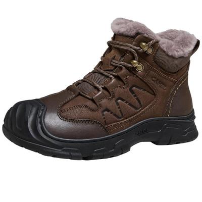 骆驼男鞋加绒保暖户外高帮鞋