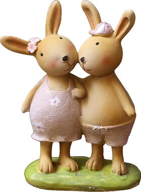 可爱粉衣花朵树脂桌面摆件橱窗