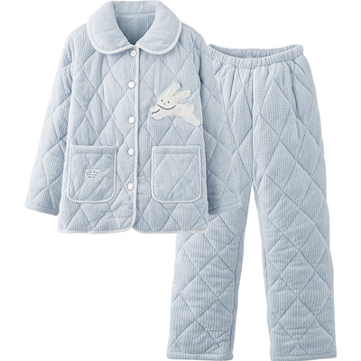 思莉太太情侣珊瑚绒三层夹棉睡衣