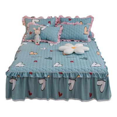 全棉纯棉床裙单件夹棉床罩加棉加厚防滑小蕾丝花边床单带2022新款