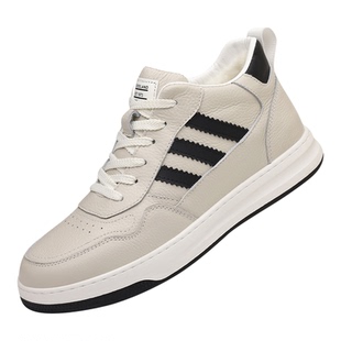 头层牛皮高帮棉鞋男士真皮羊毛保暖加绒加厚棉皮鞋防滑软底小白鞋