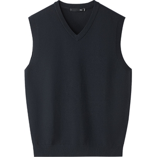 HLA/海澜之家轻商务经典系列针织背心25秋季新V领商务柔软毛衣男
