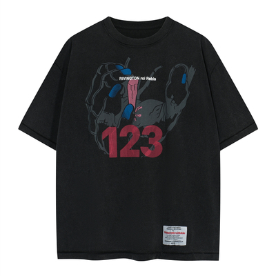 RRR123神之手印花高街短袖T恤潮