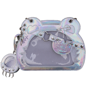 morning glory原创可爱熊神恶煞小熊爪痛辣妹斜跨手提漆皮痛包