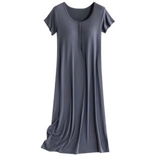 带胸垫孕妇裙哺乳睡裙月子裙孕妇睡衣莫代尔产后喂奶连衣裙短袖裙