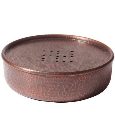 裕隆全复古圆形纯紫铜纯手工壶承