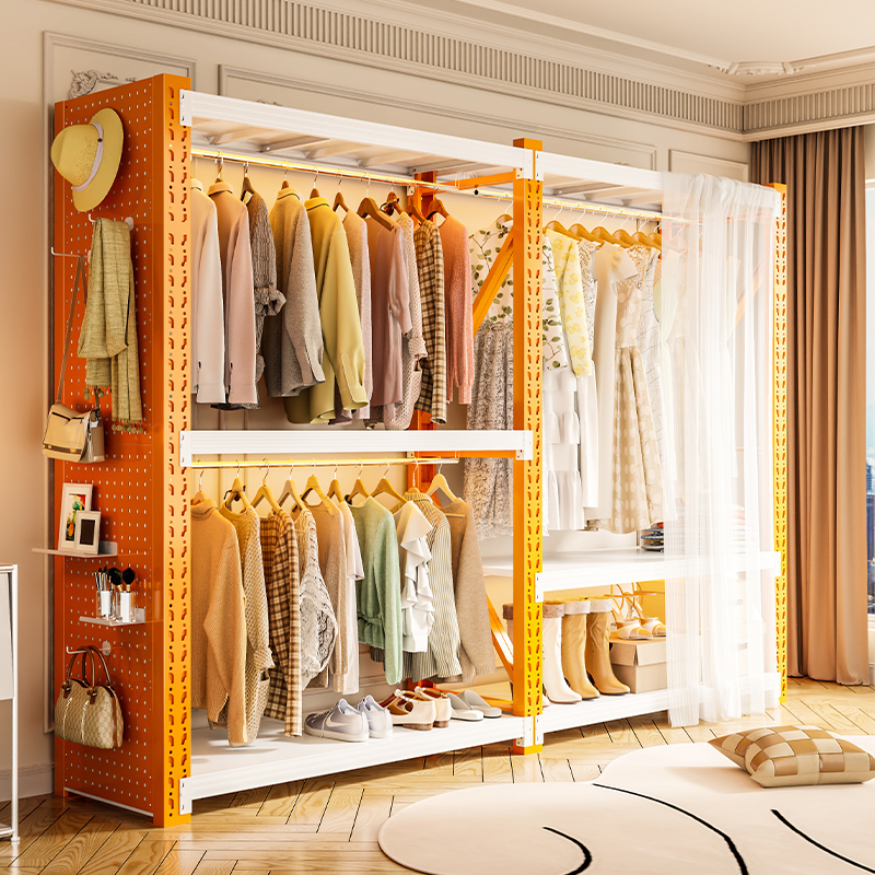 家用货架衣柜铁艺置物架室内简易衣橱卧室客厅衣架子收纳架储物架