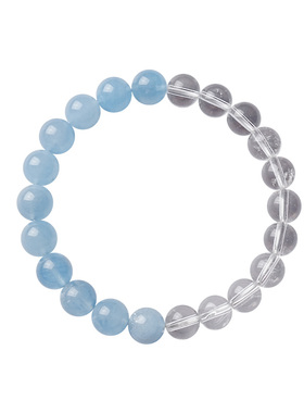 宫里上新天然海蓝宝白水晶手串