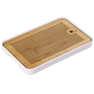 贤丰茶盘家用现代简约小茶台盘密胺干泡沥水功夫茶具储水竹制托盘