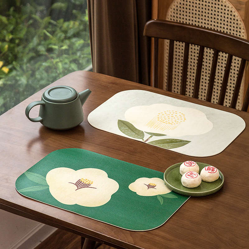 赞屋| 新中式皮革餐垫防水防油免洗碗垫餐桌垫早餐隔热垫茶几杯垫