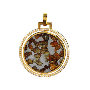 肯尼亚天然橄榄石铁陨石吊坠可旋转原创设计情侣男女同款陨铁项坠