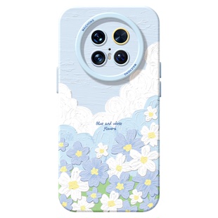 适用华为mate80pro手机壳女款mate70保护套硅胶40epro全包防摔50por软壳RS高级m60好看meta花朵pro+油画新款