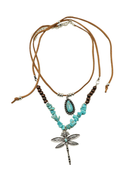 波西米亚民族风蜻蜓吊坠项链女