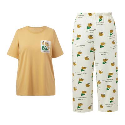 夏季大码印花女睡衣家居服套装