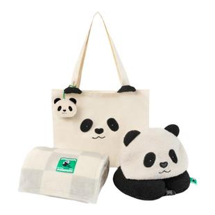 tbh野兽派家居熊猫嘭嘭PANDA POMPOM旅行小憩套装毯子帆布袋颈枕