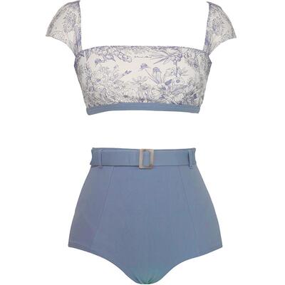 VisualMood复古蓝分体泳衣套装