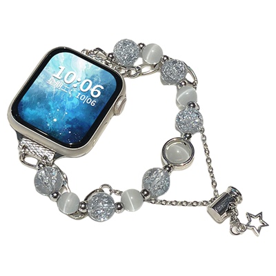 适用于苹果手表表带s10新款iwatch s9双排串珠AppleWatch运动智能s876保护套壳se爆裂纹XL夏季女款替换腕带