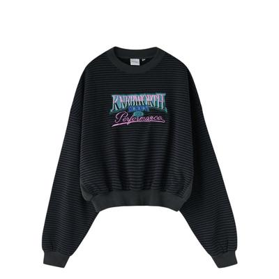 moussy复古条纹创意图案印花卫衣