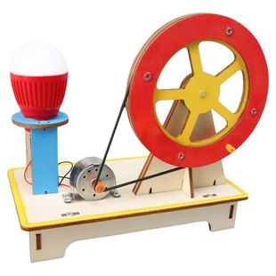 diy木质手摇发电机手工教具模型小发明家科学做实验套装益智玩具