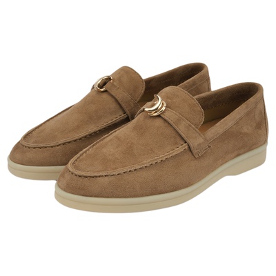 德芙琳鹿皮平底简约皮鞋乐福鞋女