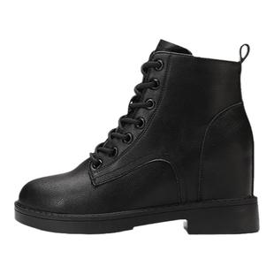 内增高短靴女秋冬季加绒马丁靴2025新款百搭时尚真皮靴小个子女鞋