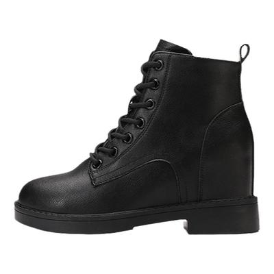 女鞋子高帮正装工作黑色皮鞋靴子