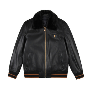 雷迪波男装羽绒皮衣2025冬季新款水貂毛领绵羊皮厚款羽绒皮衣外套