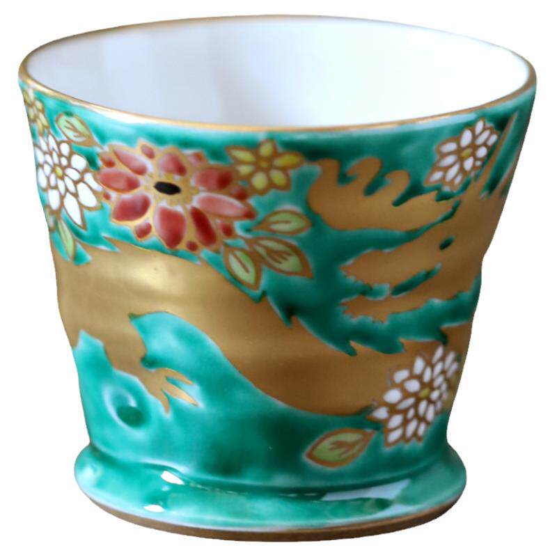 日本九谷烧龙纹华美手绘风茶杯