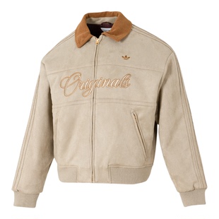 阿迪达斯三叶草棉服男装马年新年款工装夹克立领运动外套KT0674