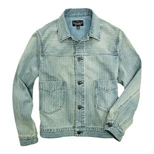 西里布美式复古牛仔条纹夹克男款水洗做旧春季短款工装外套非rrl