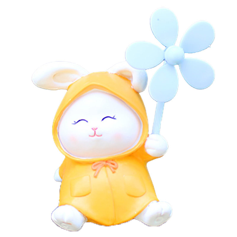 创意可爱雨衣兔子风车竹蜻蜓车载